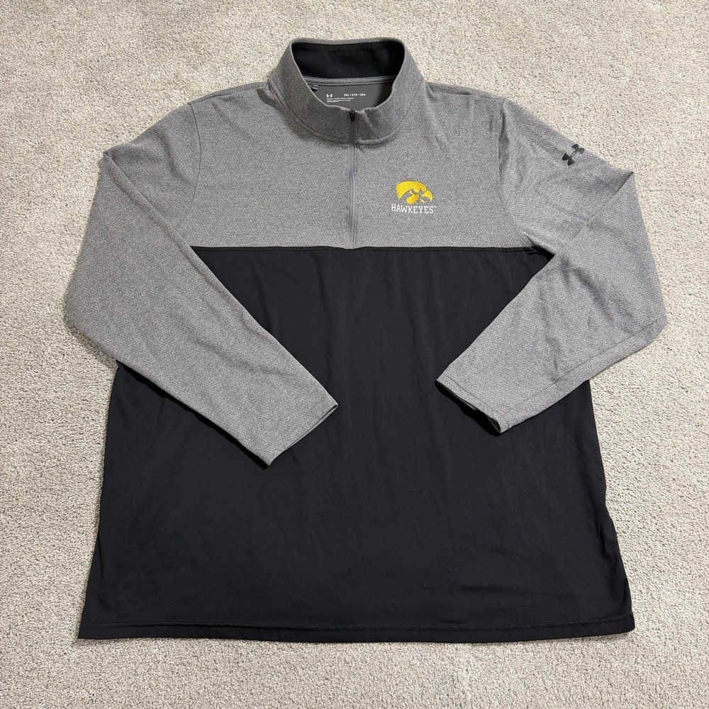 Under Armour Iowa Hawkeyes 1/4 Zip Pullover Mens XXL Black Loose Fit Lightweight